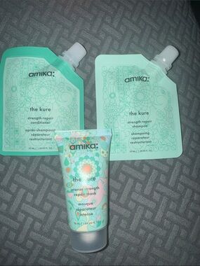 amika trial strength repair set - orange & pink box with pouches